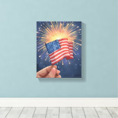 American Flag Patriotic キャンバスプリント (インサイチュ (ウッドフロア))