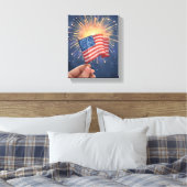 American Flag Patriotic キャンバスプリント (インサイチュ (寝室))