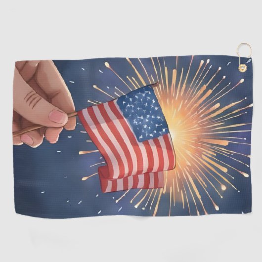 American Flag Patriotic ゴルフタオル (横)