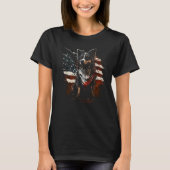 American Flag Patriotic Australian Shepherd Dog 4t Tシャツ (正面)