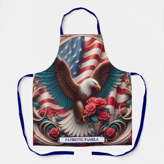 American Flag Patriotic Bald Eagle エプロン (正面)