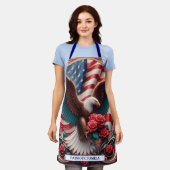 American Flag Patriotic Bald Eagle エプロン (着用した状態)