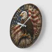 American Flag Patriotic Bald Eagle ラージ壁時計 (傾斜)