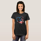 American Flag Patriotic Dog & Cat Paw Print 4th Of Tシャツ (正面フル)