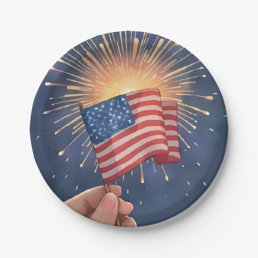 American Flag Patriotic Party ペーパープレート (正面)