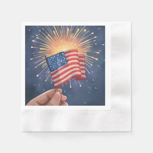 American Flag Patriotic Party 縁ありカクテルナプキン (正面)