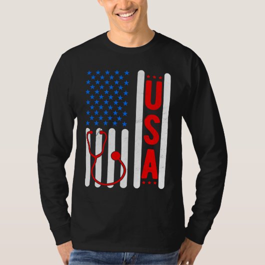 American Flag Patriotic USA Nurse Life RN LPN CNA Tシャツ (正面)