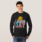 American Flag Patriotic Worker Laborer Happy Labor Tシャツ (正面フル)