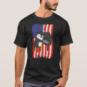 American Flag Penguin Playing Piano Tシャツ (正面)