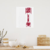 American Flag Piston Muscle Car ポスター (キッチン)