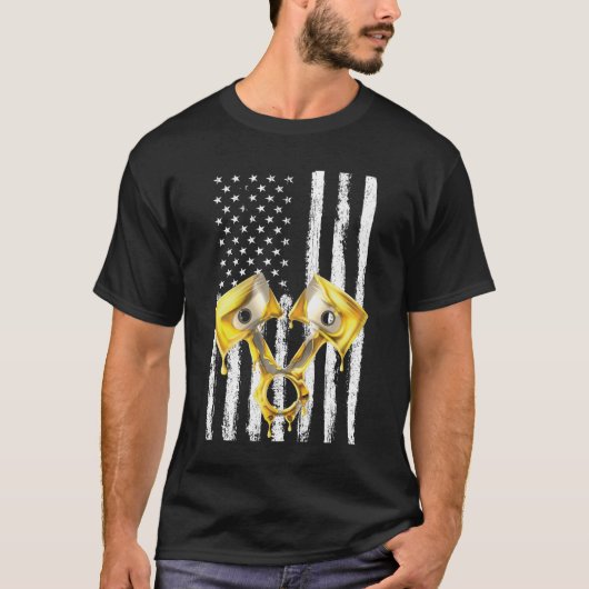 American Flag Piston Muscle Car 10 Tシャツ (正面)