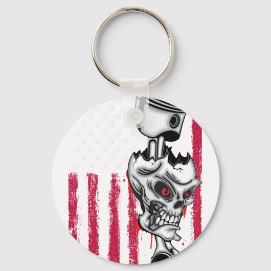American Flag Piston Muscle Car 5 キーホルダー (正面)