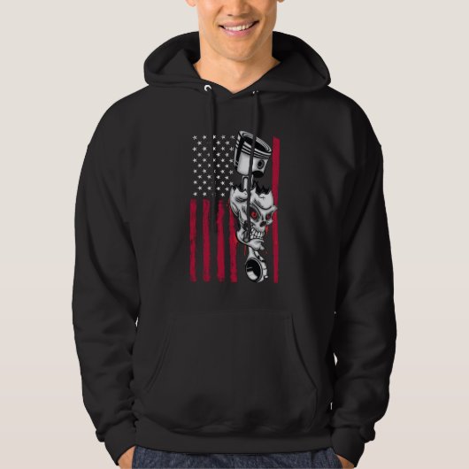 American Flag Piston Muscle Car 5 パーカ (正面)