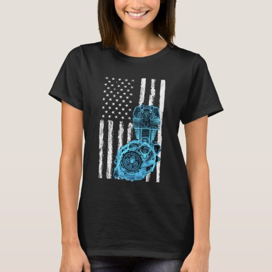 American Flag Piston Muscle Car 7 Tシャツ (正面)