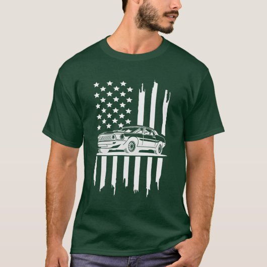 American Flag Piston Svg Muscle Car Svg funny Tシャツ (正面)
