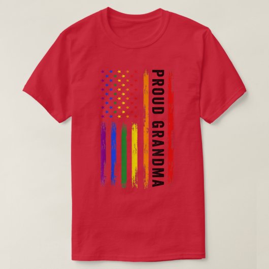 American Flag Proud Grandma Gay Pride Support LGBT Tシャツ (デザイン正面)