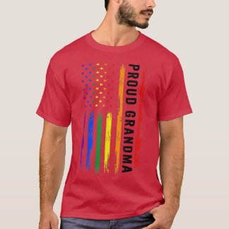 American Flag Proud Grandma Gay Pride Support LGBT Tシャツ