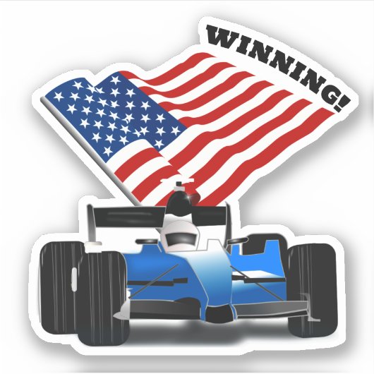 American Flag Race Car Sports シール (正面)