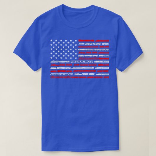 American Flag Railroad Trains Retro Vintage Trains Tシャツ (デザイン正面)