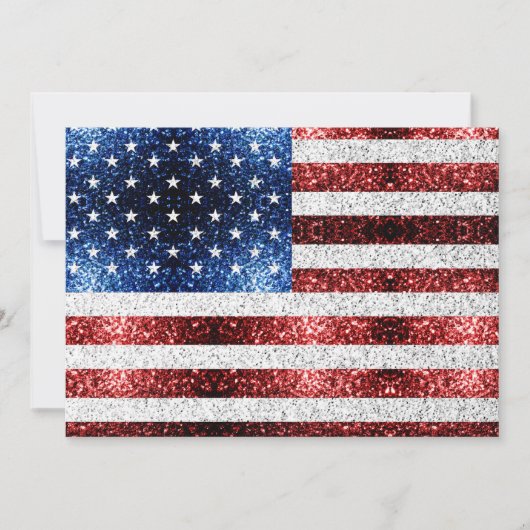 American flag red white blue sparkles glitters 招待状 (正面)