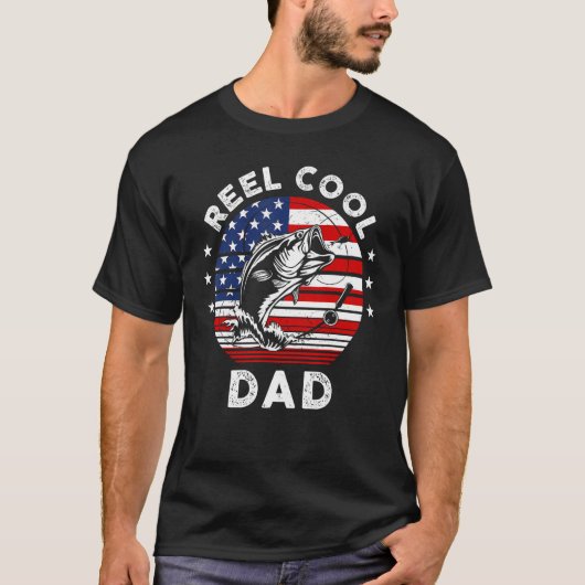 American Flag Reel Cool Dad Papa Pop Pop Grandpa F Tシャツ (正面)