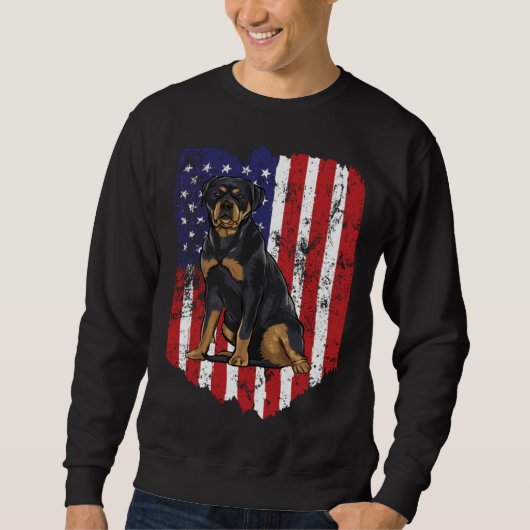 American Flag Rottweiler 4th Of July USA スウェットシャツ (正面)