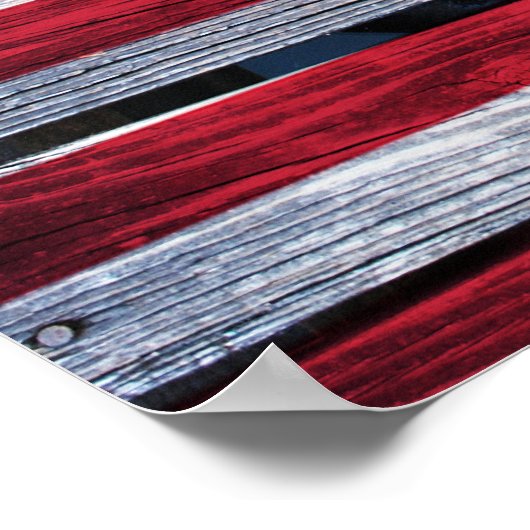 American Flag Rustic Wood ポスター (角)