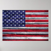 American Flag Rustic Wood ポスター (正面)