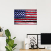 American Flag Rustic Wood ポスター (ホームオフィス)