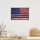 American Flag Rustic Wood ポスター (キッチン)