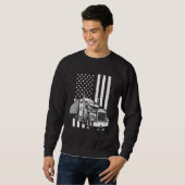 American Flag Semi Truck Trucker スウェットシャツ (正面フル)