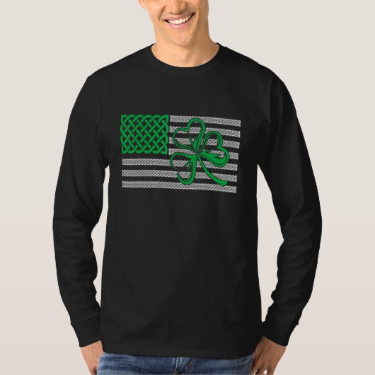 American Flag Shamrock Clovers St Patricks Day Men Tシャツ (正面)
