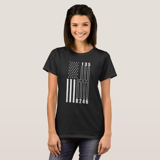 American Flag Shift Gear Manual Transmission Car Tシャツ (正面フル)