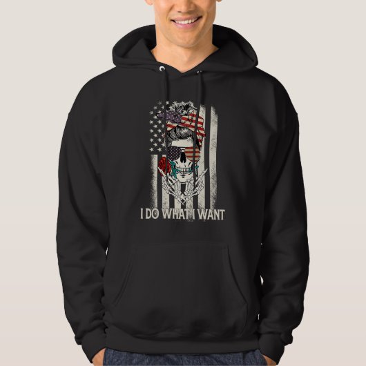American Flag Skull Mom I Do What I Want Mom Mothe パーカ (正面)