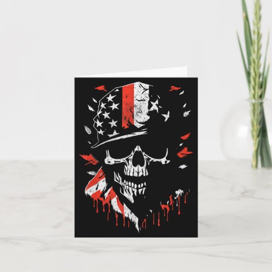 American Flag Skull Soldier Patriotic Military Gra カード (正面)