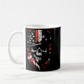 American Flag Skull Soldier Patriotic Military Gra コーヒーマグカップ (左)