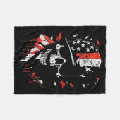 American Flag Skull Soldier Patriotic Military Gra フリースブランケット (正面(横))
