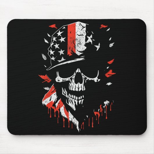 American Flag Skull Soldier Patriotic Military Gra マウスパッド (正面)