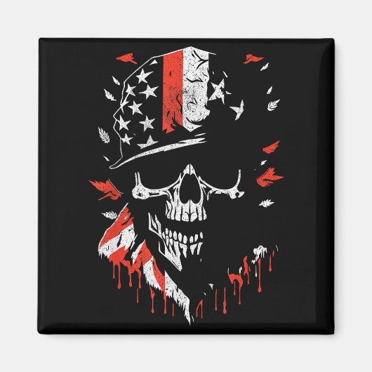 American Flag Skull Soldier Patriotic Military Gra マグネット (正面)