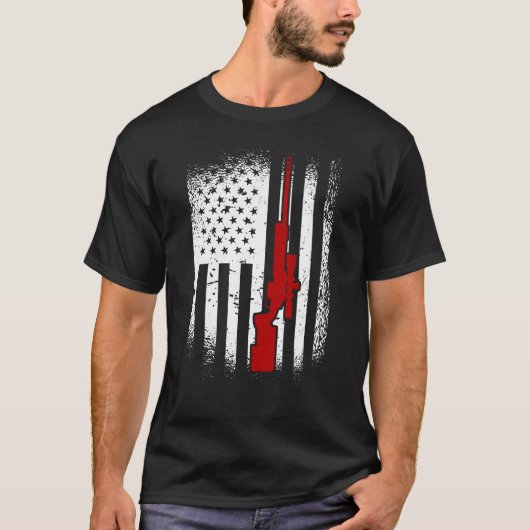 American Flag Sniper Rifle 2nd Amendment Sniper Tシャツ (正面)