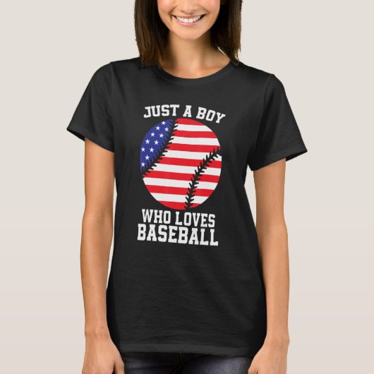 American Flag Sport Fan Baseball Lover Patriotic B Tシャツ (正面)