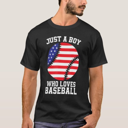 American Flag Sport Fan Baseball Lover Patriotic B Tシャツ (正面)