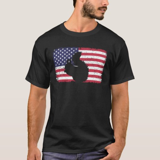 American Flag Squirrel 4th of July Squirrel Tシャツ (正面)