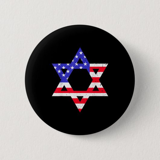 American Flag Star Of David Jewish Hanukkah T Shir 缶バッジ (正面)