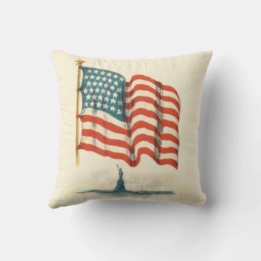 American Flag Statue of Liberty Blank Card クッション (裏面)