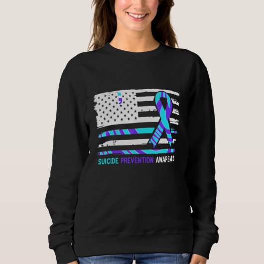 American Flag Suicide Awareness Suicide Prevention スウェットシャツ (正面)
