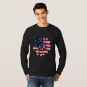 American Flag Sunflower Peace America Patriot Labo Tシャツ (正面フル)