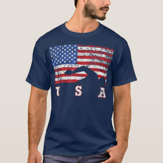 American Flag Swimming USA Gift, Swim Team  Tシャツ
