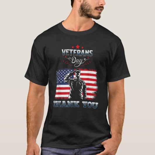 American Flag Thank you Veterans Proud Veteran 1 Tシャツ (正面)