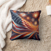 American Flag Throw Pillow クッション (ブランケット)